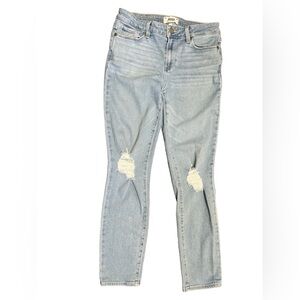 Paige Skyline Ankle Peg Light Blue distressed jeans Size 28 photo measurements